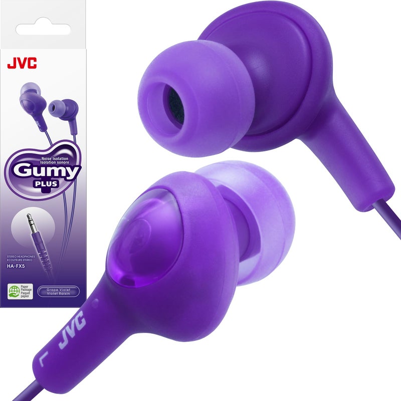 JVC HAFX5V Gumy Plus Inner Ear Headphones (Grape Violet) - Image 1